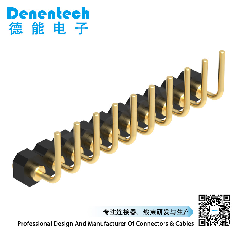 Denentech customized 2.00MM  H1.27MM single row female right angle concave pogo pin